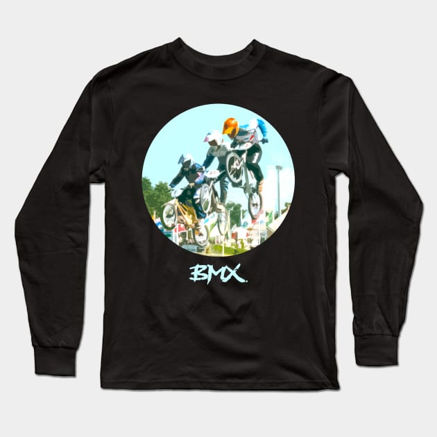 bmx race racing Long Sleeve T-Shirt by rickylabellevie